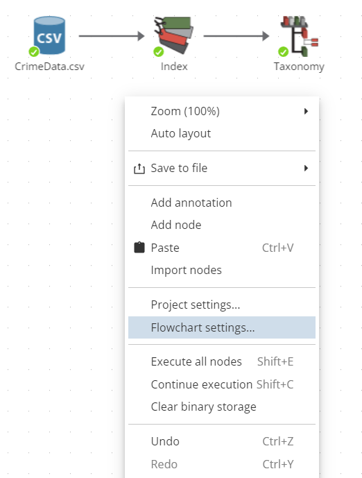 flowchart context menu options