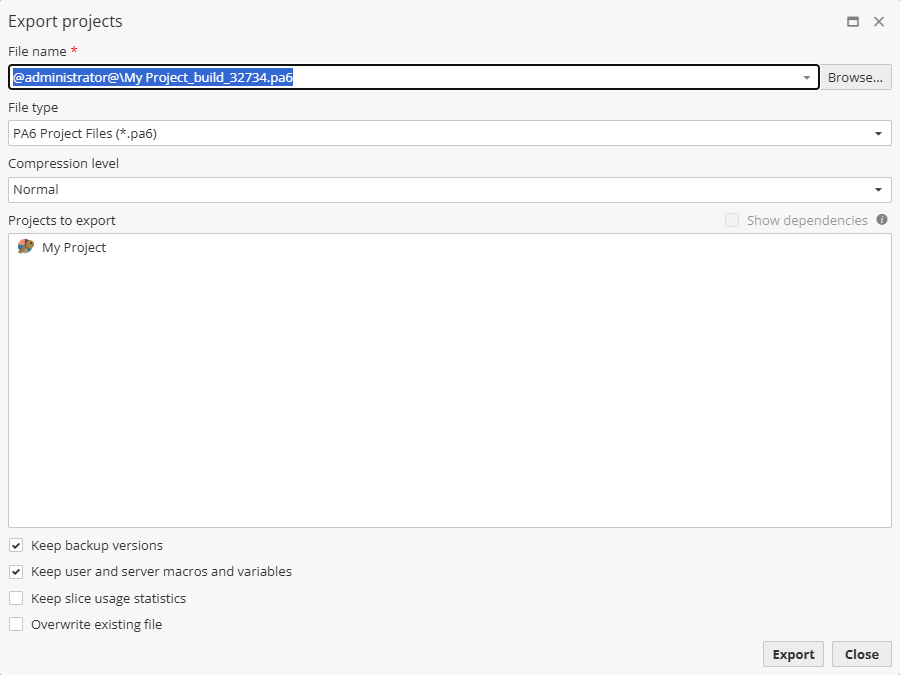 projects build number example