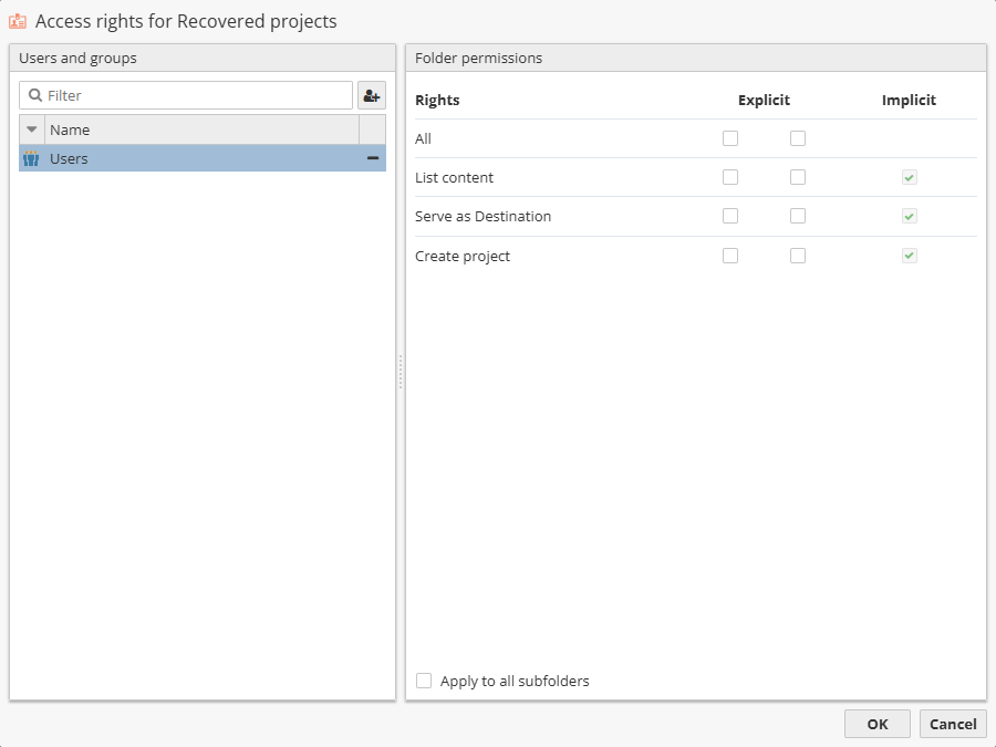 projects edit folder user