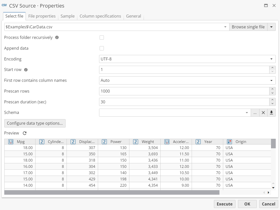 tutorial csv after file selected