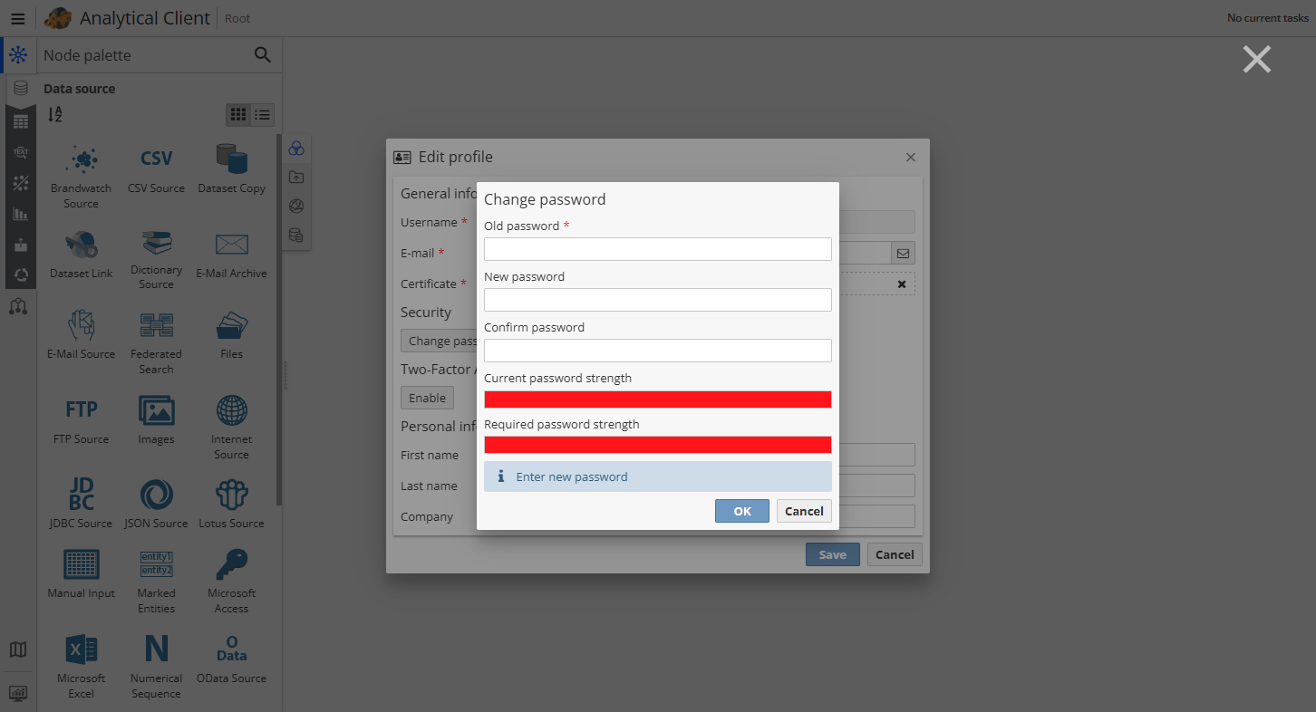 user profile change password