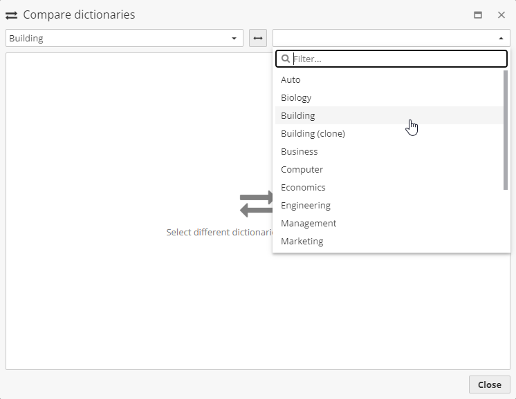 dict compare drop down