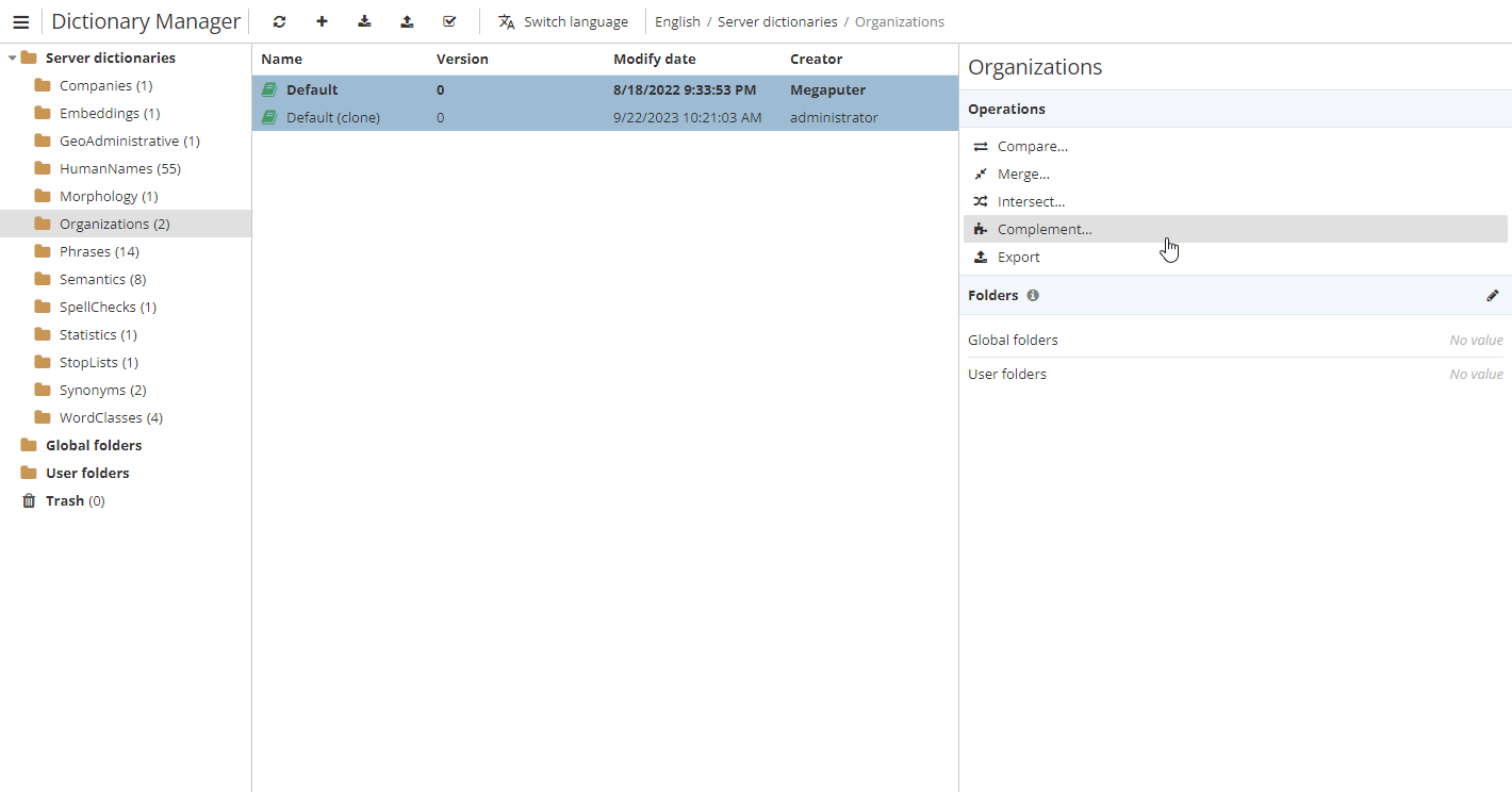 dict complement a dict