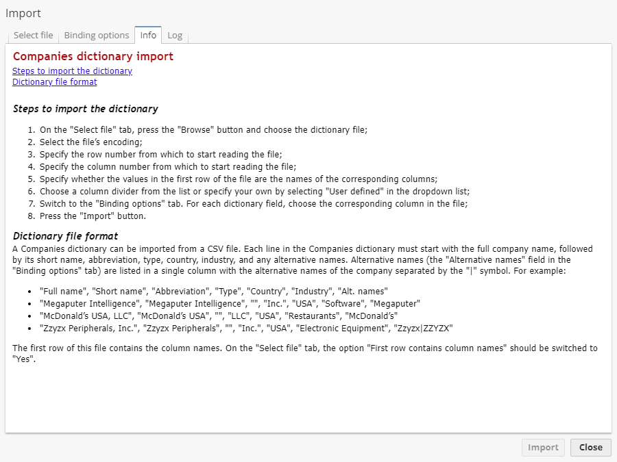 dict import entries info