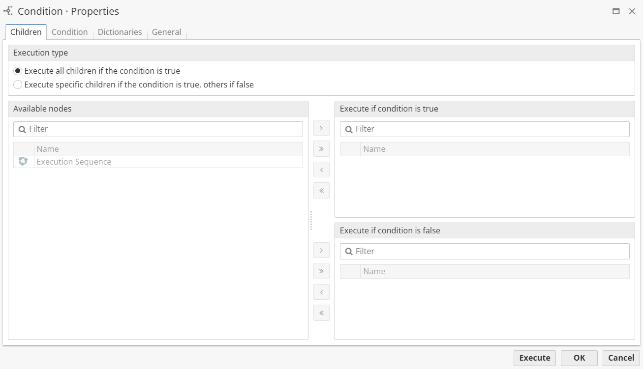 condition execution tab