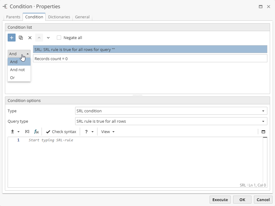 condition options operator