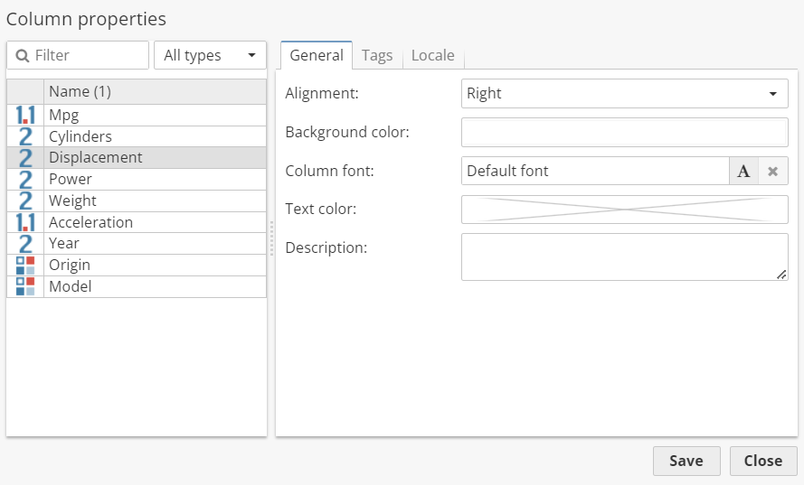 window column properties