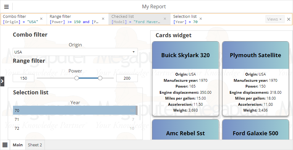 publication panel with drill down filters static