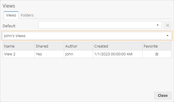 views sorted by folders