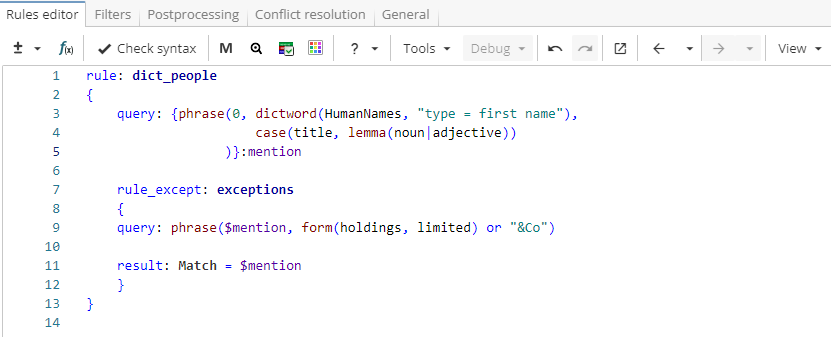 xpdl spec rules except decl